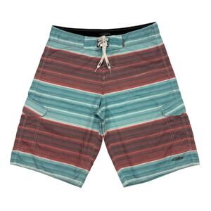 Palmwave Board Shorts Mens 32 Striped Swim Trunks Surf Beachwear Microfiber